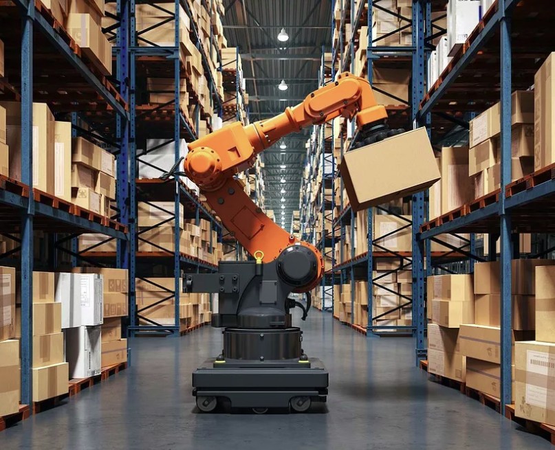 Robot industriale Neura Robotics in magazzino automatizzato per gestione logistica e flussi operativi
